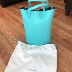 Tiffany & Co Blue Leather Shopper Tote with wallet